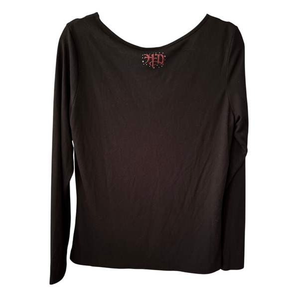 Harley-Davidson Womens Embellished‎ Graphic Sleeve Large Bling Rhinestone V-Neck - Picture 2 of 10